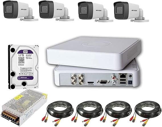 نظام كاميرات مراقبة Hikvision خارجي - 4 كاميرات بدقة 2 ميجابكسل مع DVR وقرص 1 تيرابايت